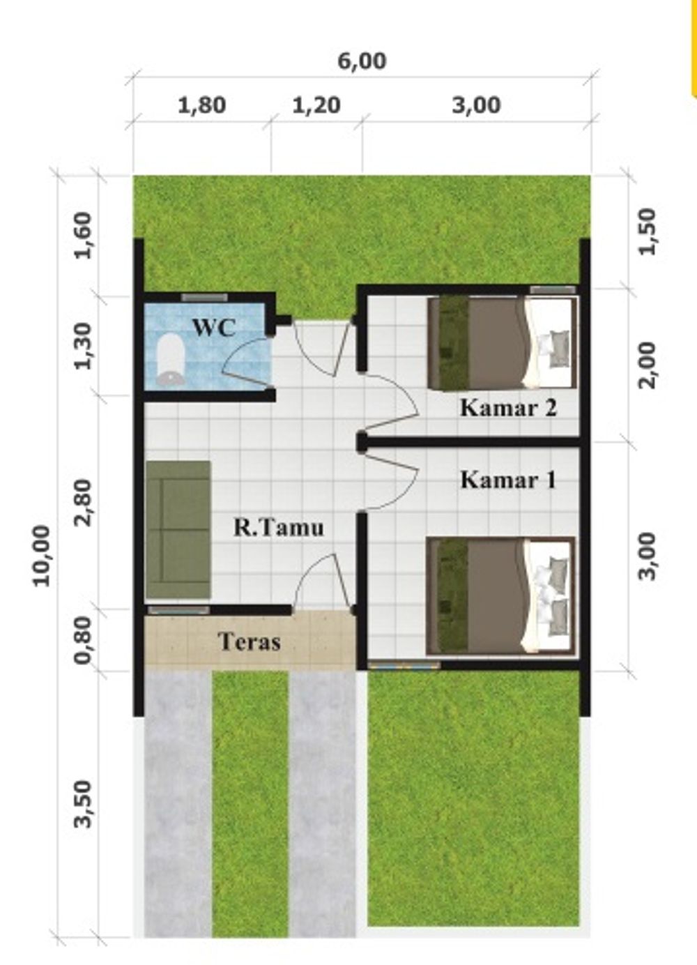 foto denah rumah tipe 30/60 perumahan GRAHA KEANDRA ARGASUNYA TAHAP 2A