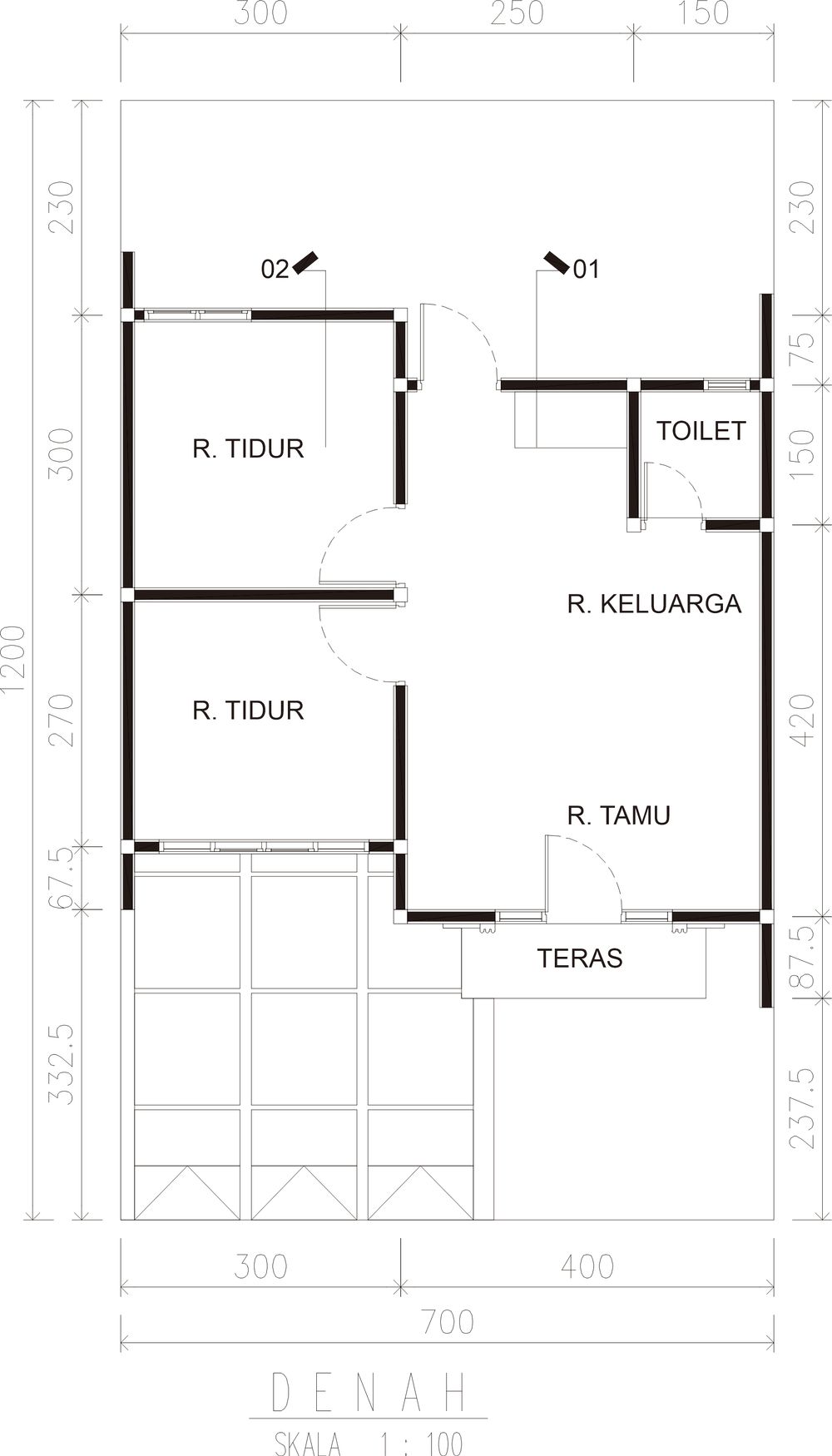 foto denah rumah tipe B 45 perumahan JOYO TENTREM ASRI