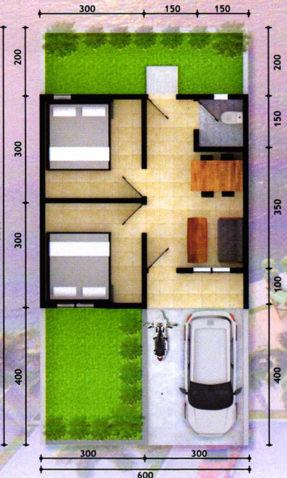 foto denah rumah tipe 36/72 perumahan KUPA PARK CITY