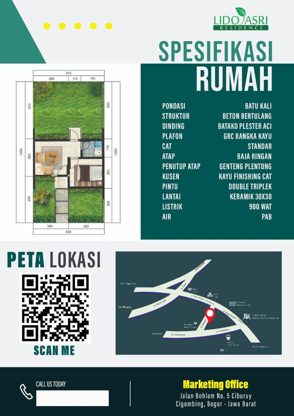 foto denah rumah tipe Lar Subsidi perumahan Lido Asri Residence