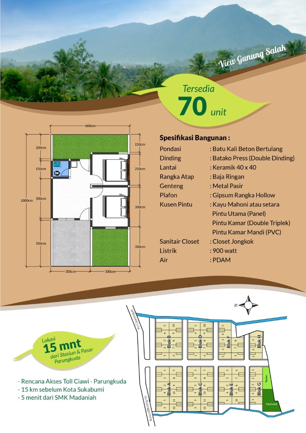 foto denah rumah tipe 30/60 perumahan Griya Cipanengah Indah