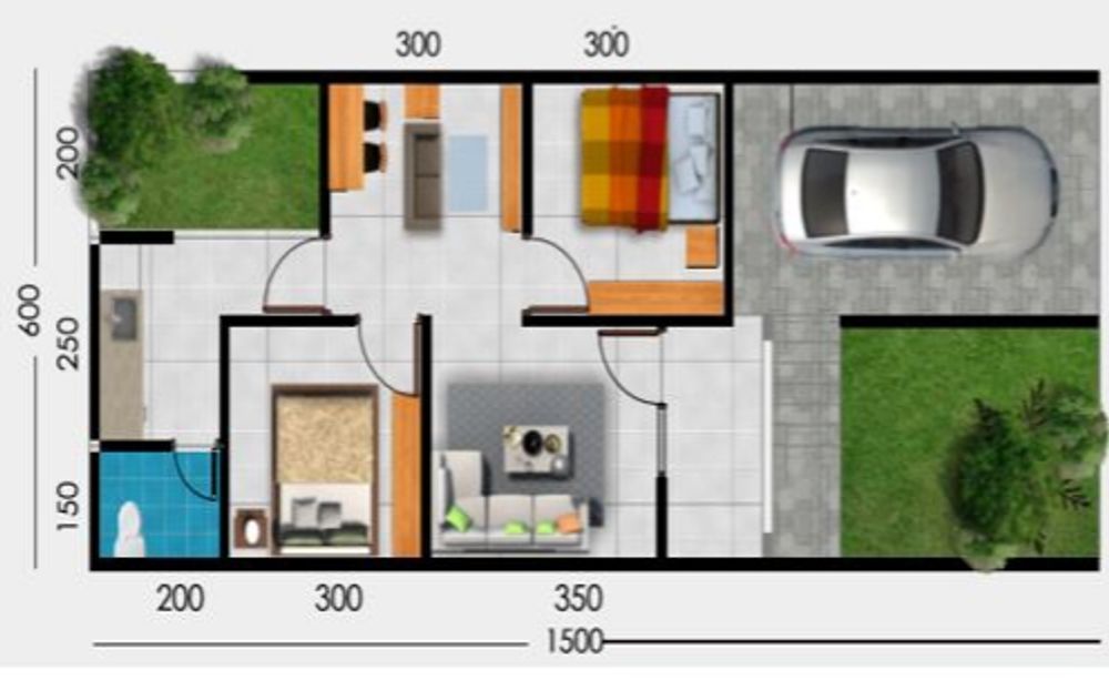 foto denah rumah tipe 45/90 perumahan Pasir Jambu Regency 01