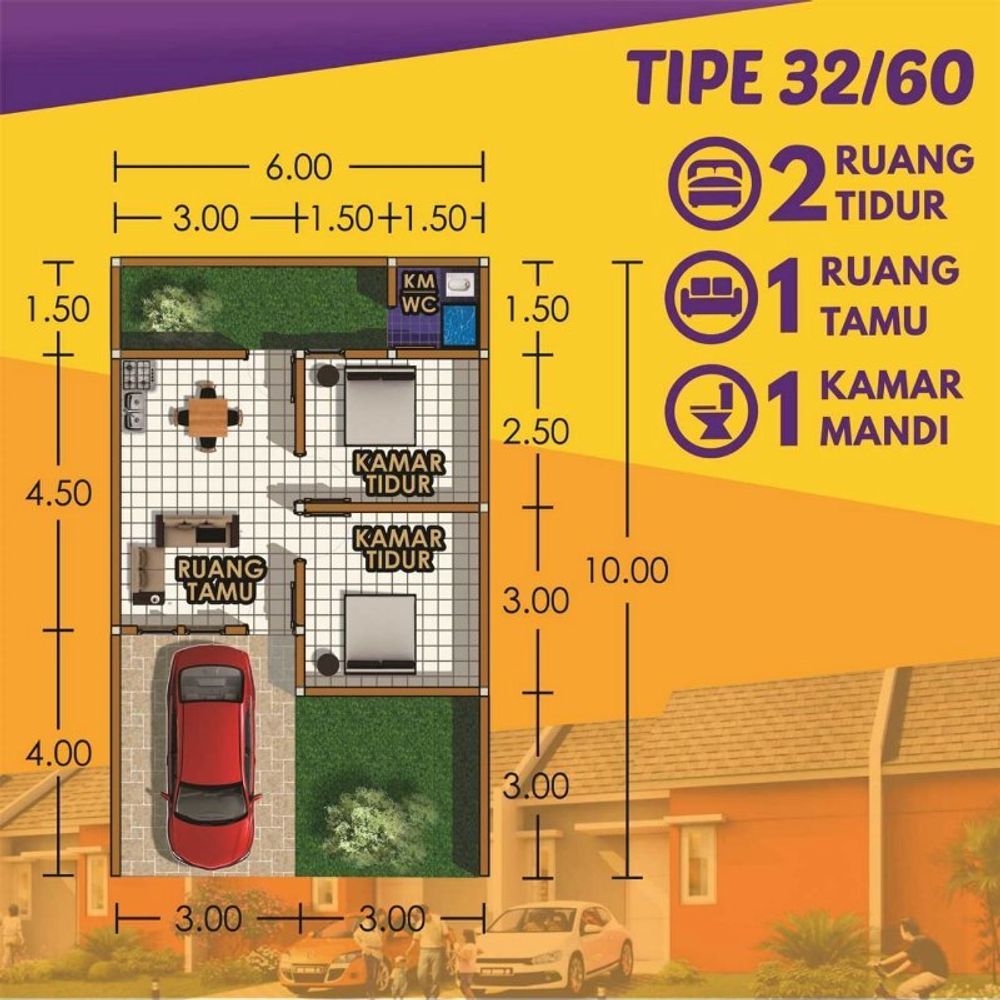 foto denah rumah tipe 26/71 perumahan BUMI CENGKLIK ASRI