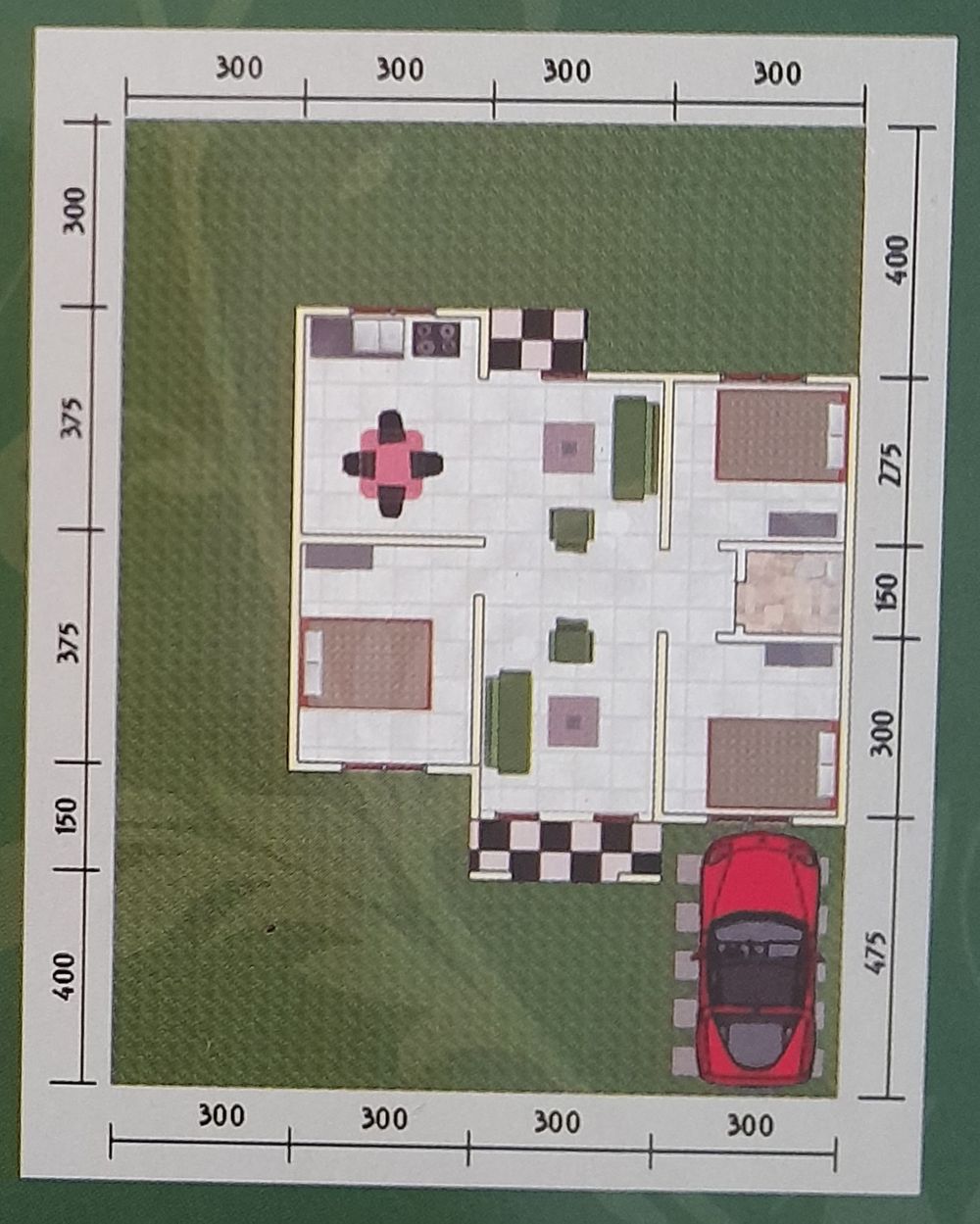 foto denah rumah tipe A+ perumahan Green Ville Bayung Lencir Indah