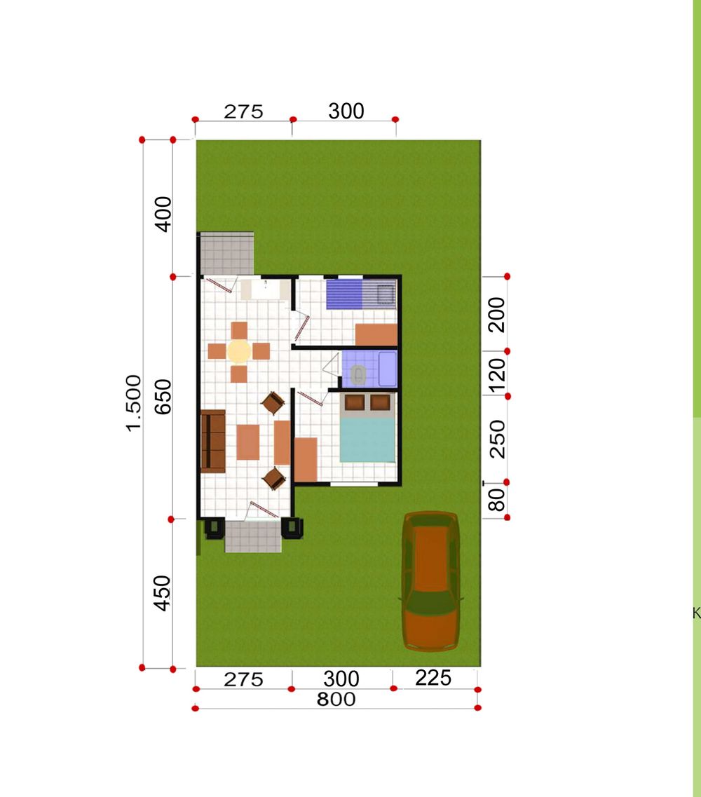foto denah rumah tipe A perumahan Green Ville Bayung Lencir Indah