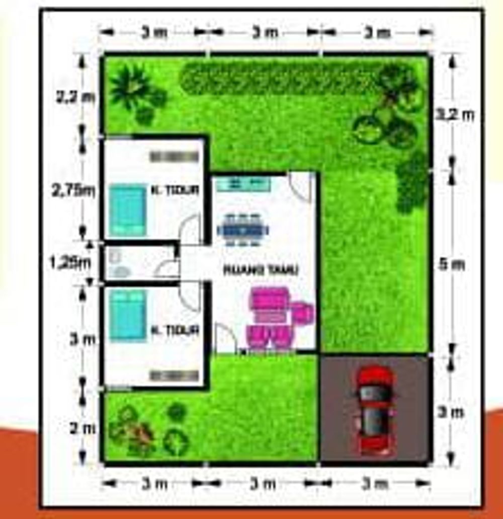 foto denah rumah tipe 36/100 perumahan BIMA PONDOK INDAH