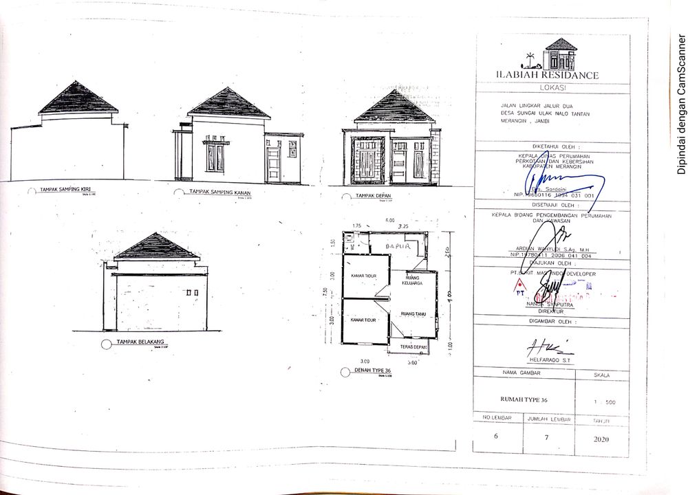 foto denah rumah tipe 36/120 perumahan ILABIAH RESIDANCE