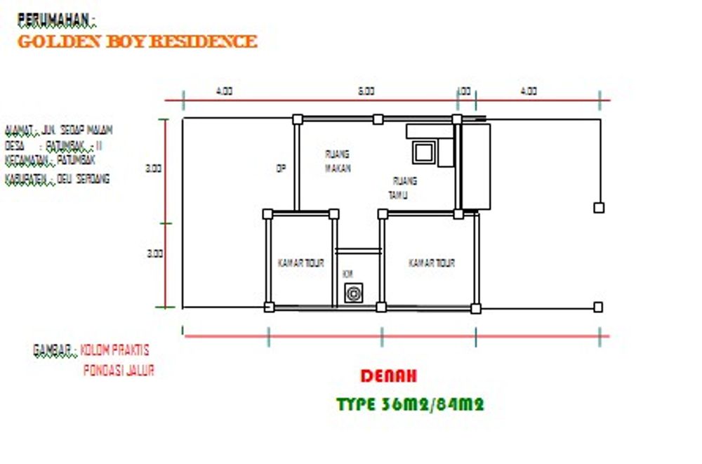 foto denah rumah tipe 36 perumahan GOLDEN BOY RESIDENCE