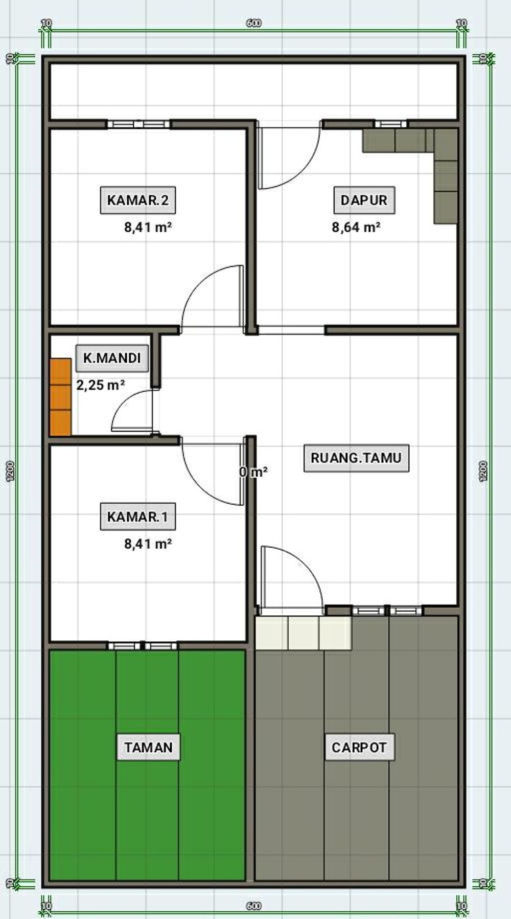 foto denah rumah tipe 36/60 perumahan PERUM CIBARUSAH JAYA