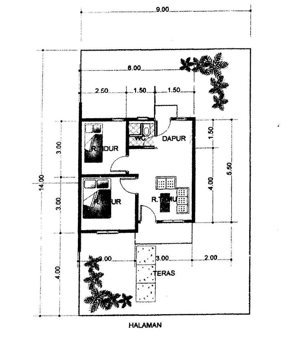 foto denah rumah tipe 45 perumahan MERAWAN 2