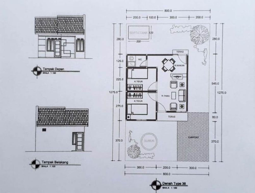 foto denah rumah tipe RHS 36 perumahan KENCANA SARI RESIDENCE 2