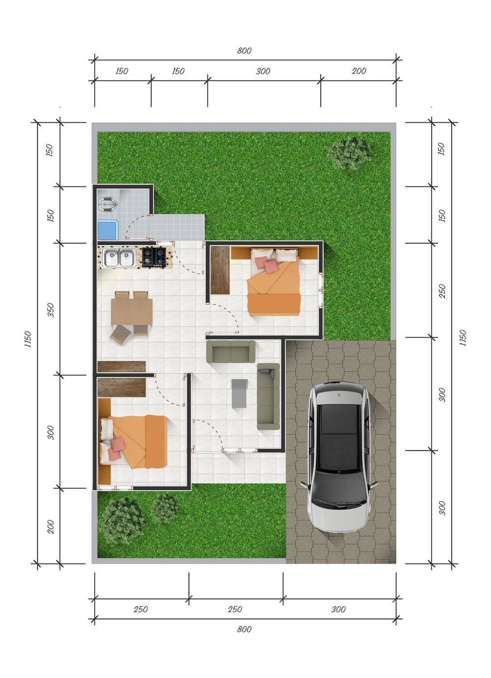 foto denah rumah tipe 36 perumahan JANNATI 1 RESIDENCE KOYA BARAT, Kota Jayapura, Papua