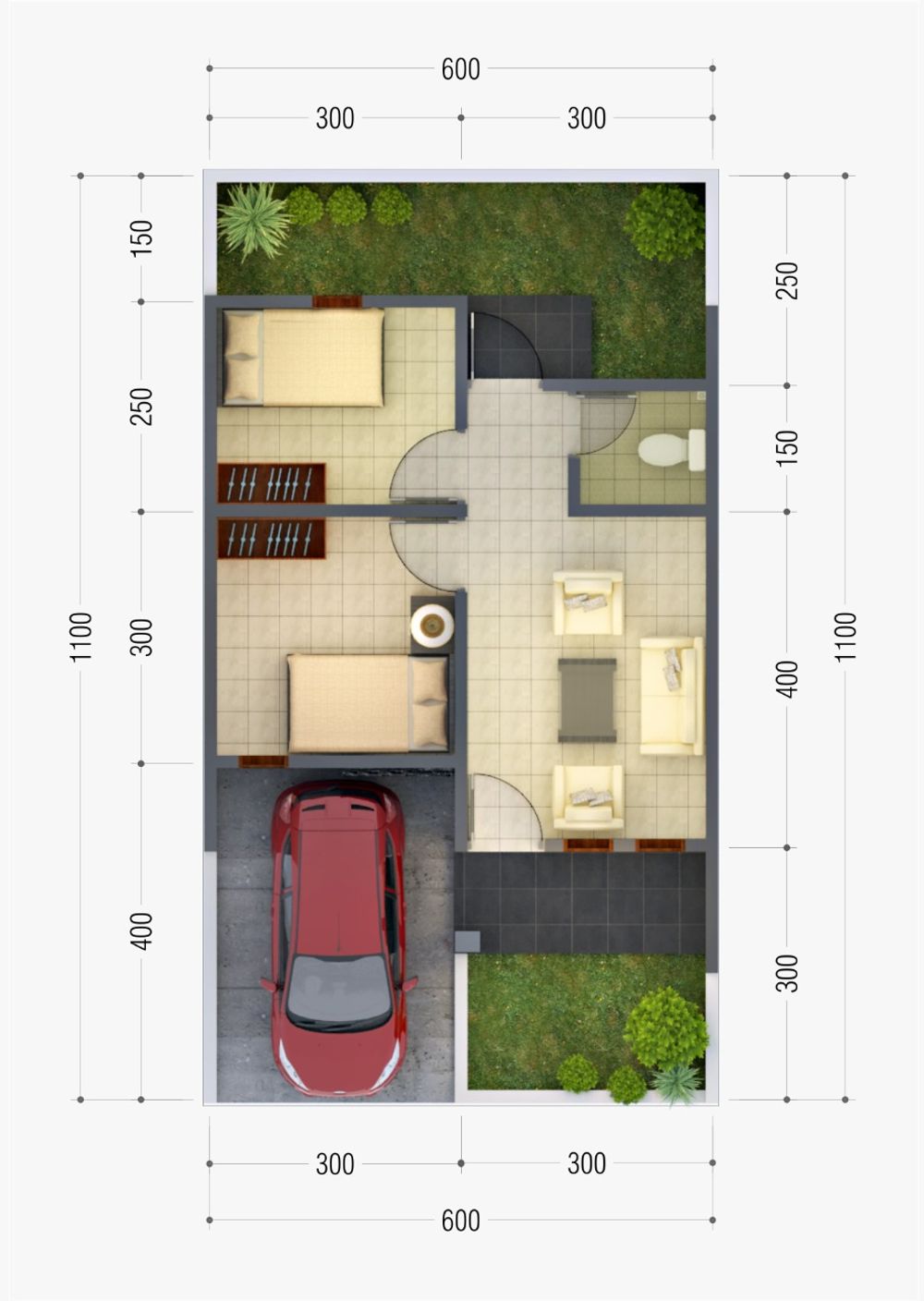 foto denah rumah tipe 36/66 perumahan Bukit Alamanda