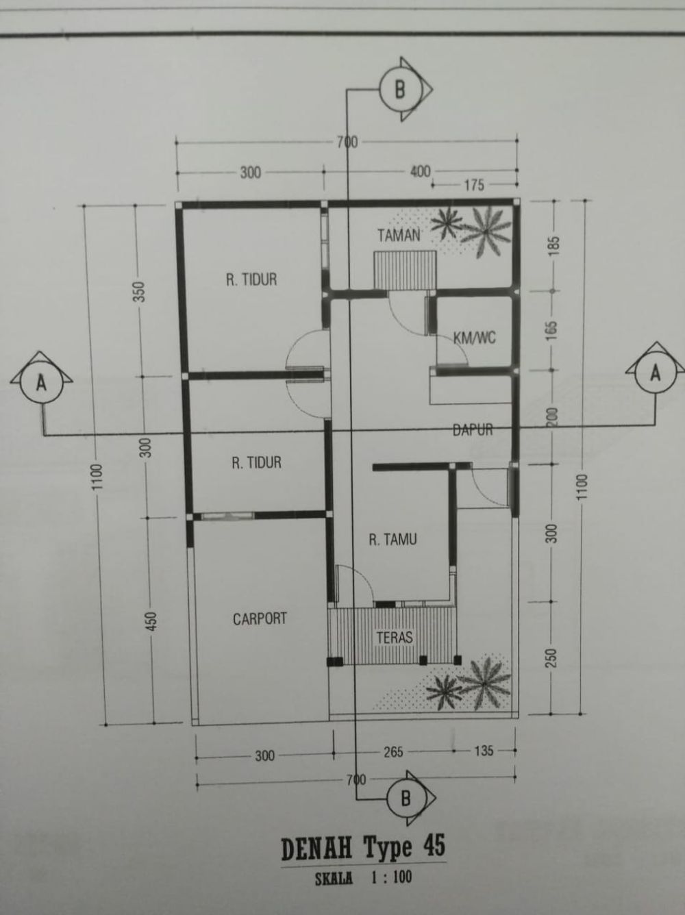 foto denah rumah tipe 45/77 perumahan Bukit Alamanda