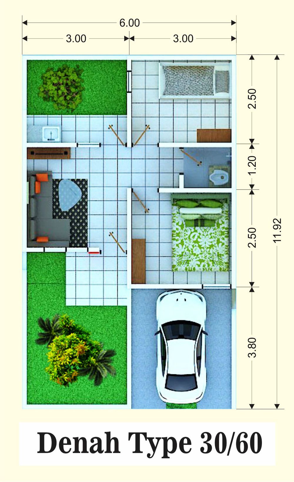 foto denah rumah tipe TYP3 30/60 perumahan BAROS GREENVIEW