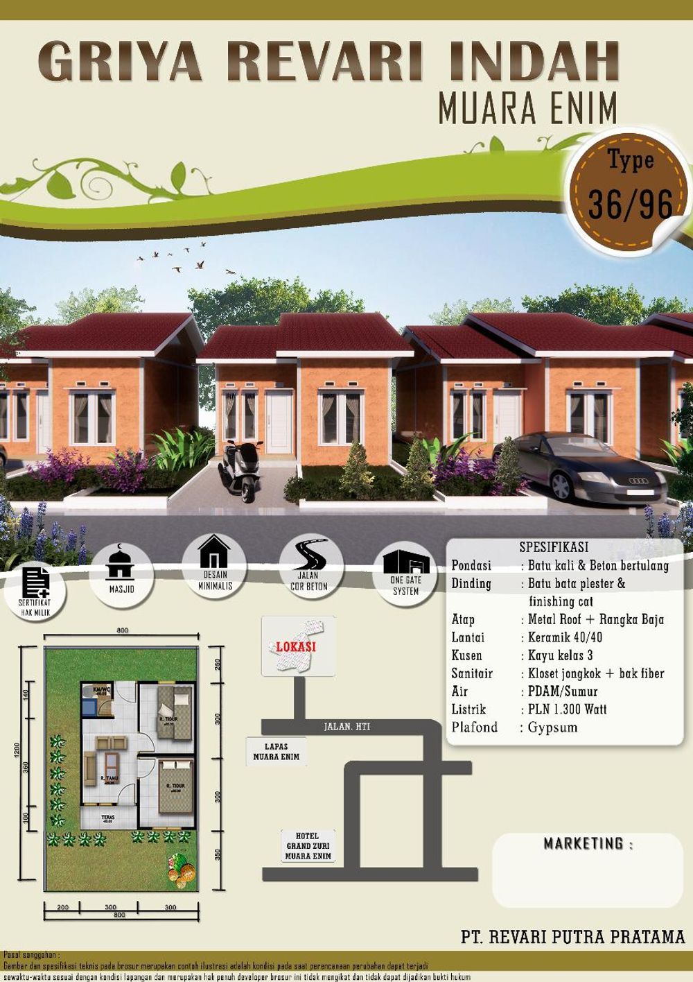 foto denah rumah tipe 36 perumahan GRIYA REVARI INDAH MUARA ENIM