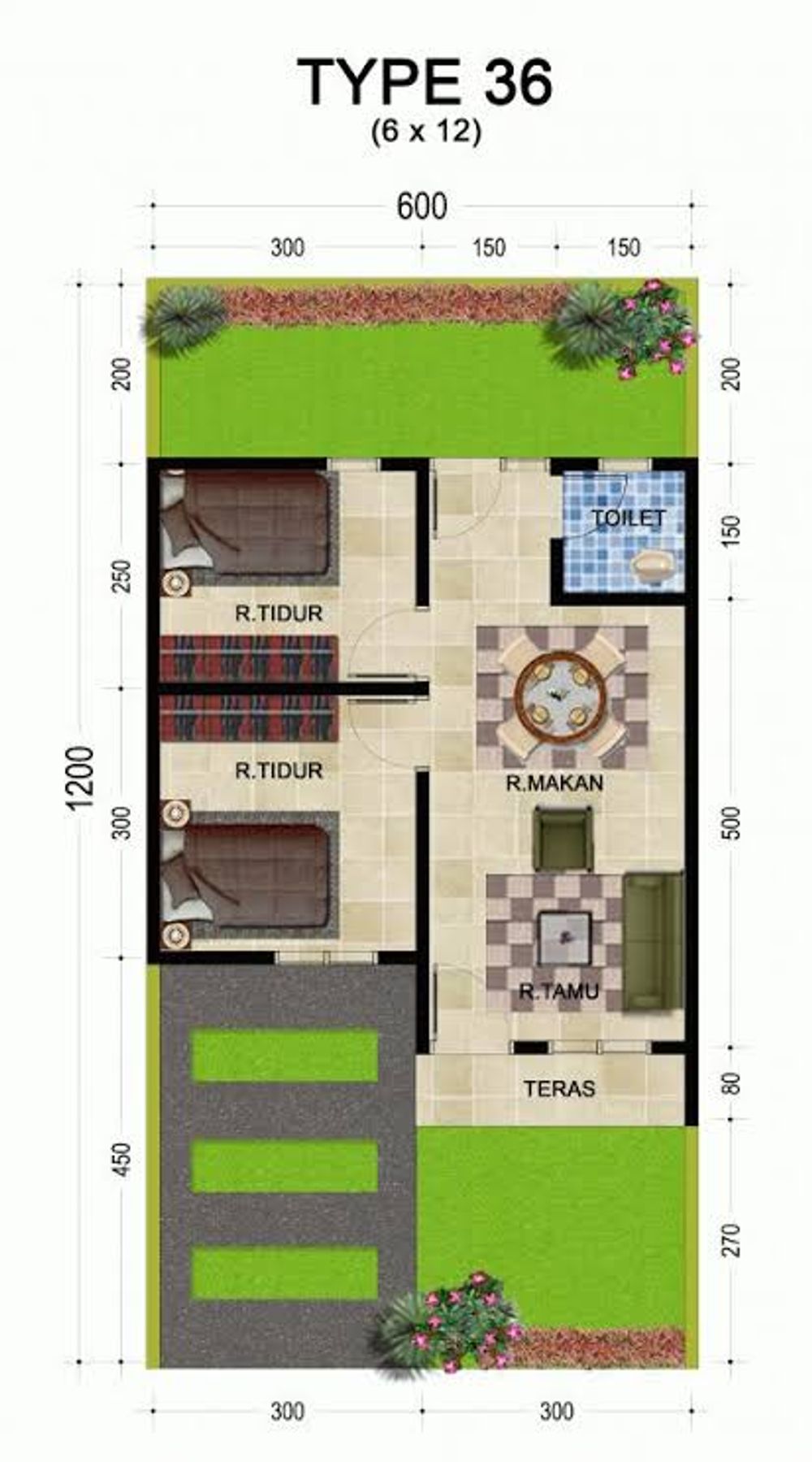 foto denah rumah tipe 36 perumahan GRIYA PRATAMA INDAH 2
