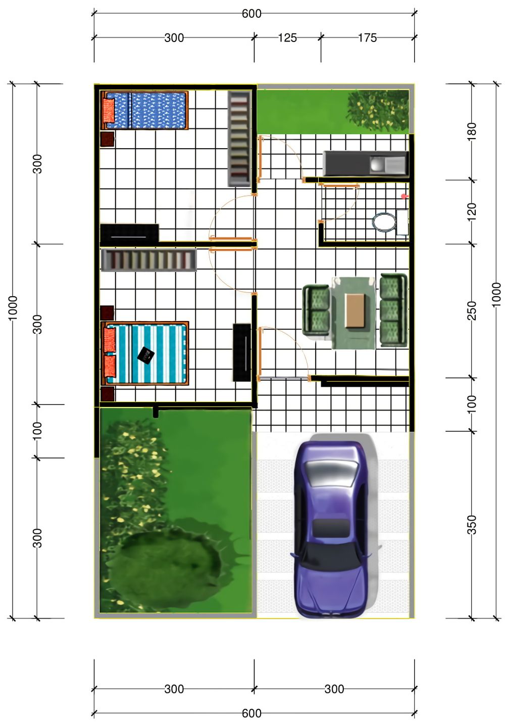 foto denah rumah tipe 30/60 perumahan Jatimulya residence
