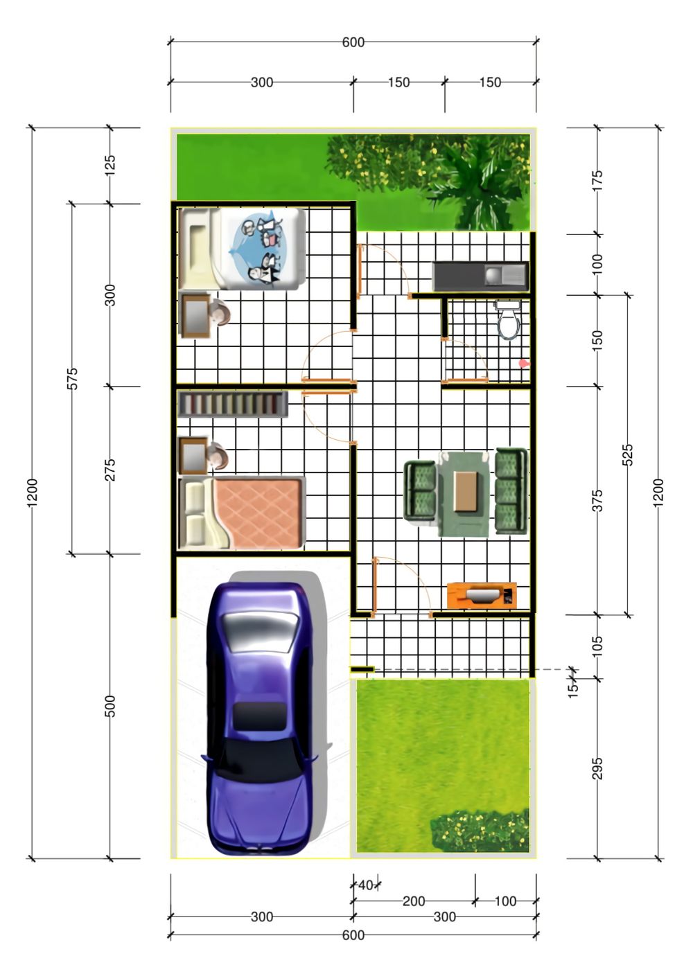 foto denah rumah tipe 36/72 perumahan Jatimulya residence