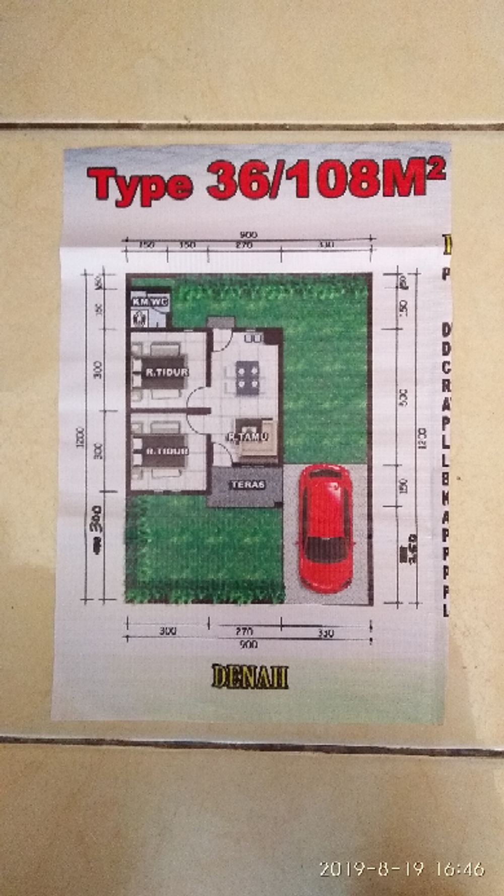 foto denah rumah tipe 36 perumahan KAMPUNG BARU PERMAI