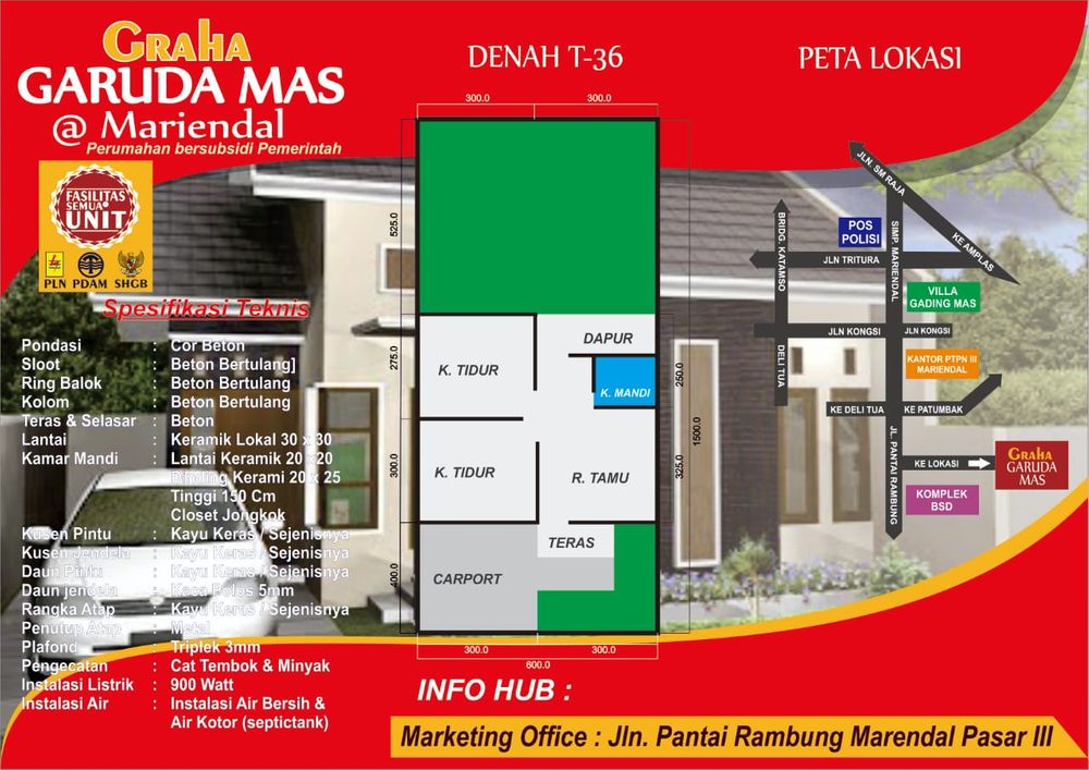 foto denah rumah tipe 36 perumahan Graha Garuda Mas