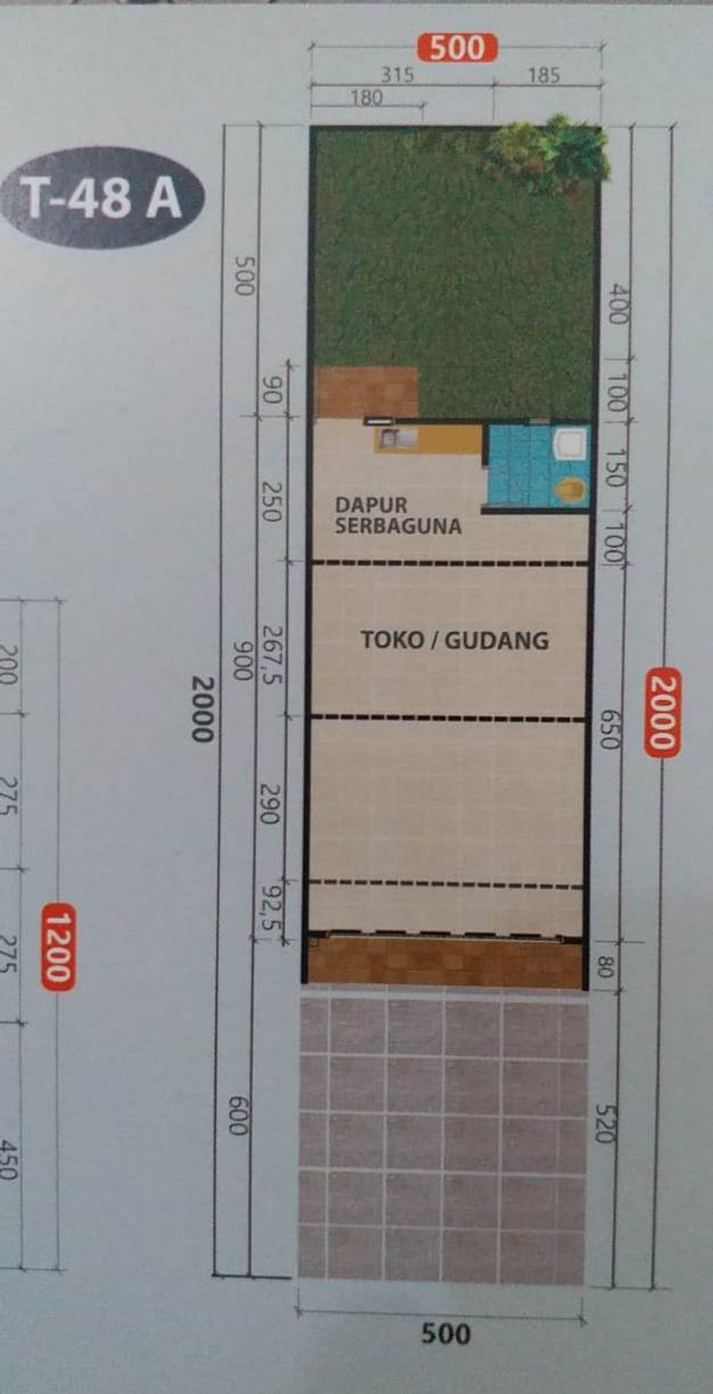 foto denah rumah tipe Kios 48A perumahan OPI REGENCY 5