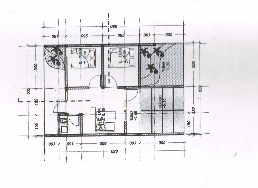 foto denah rumah tipe 30/60 perumahan Perum Tiara Indah 2