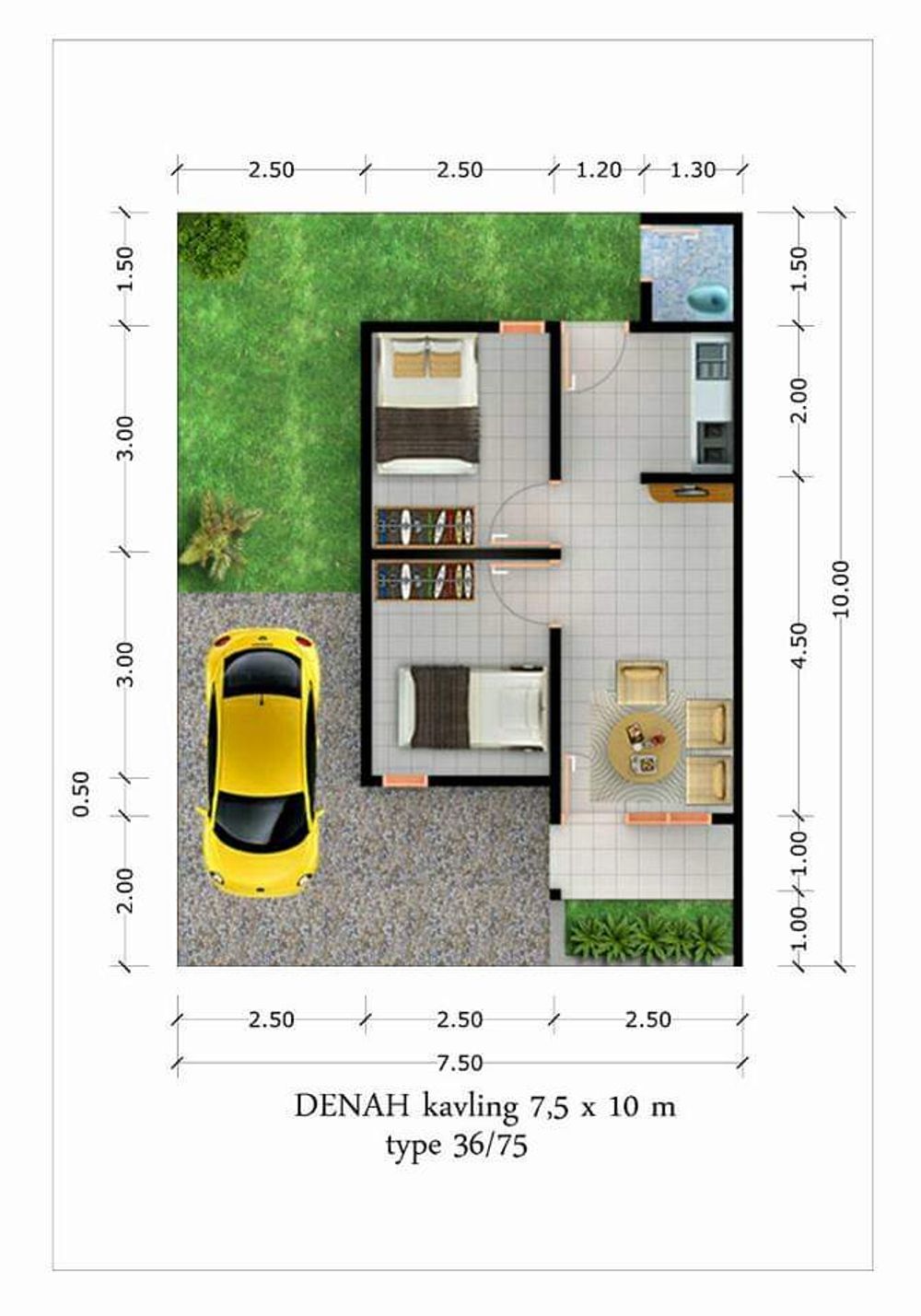 foto denah rumah tipe 51/108 perumahan GREEN PRATAMA