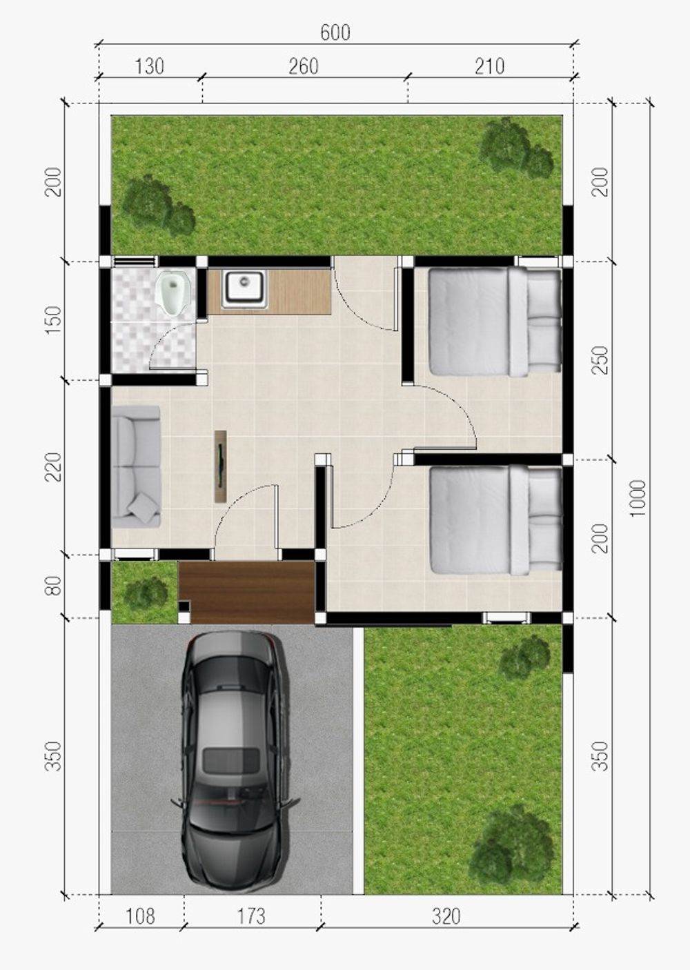 foto denah rumah tipe 27/60 perumahan Graha Sabrina