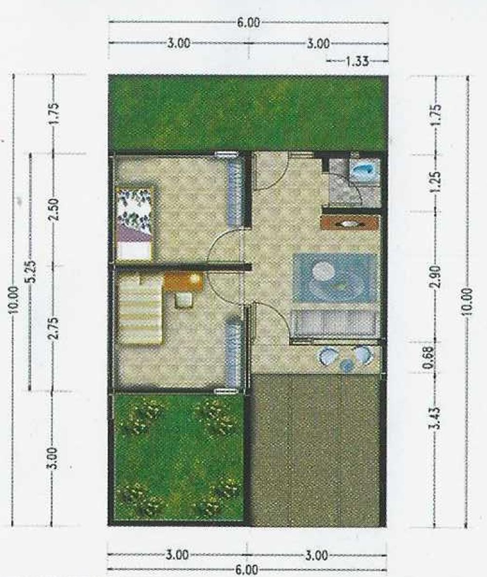 foto denah rumah tipe 30/60 perumahan Alisa City Nagreg