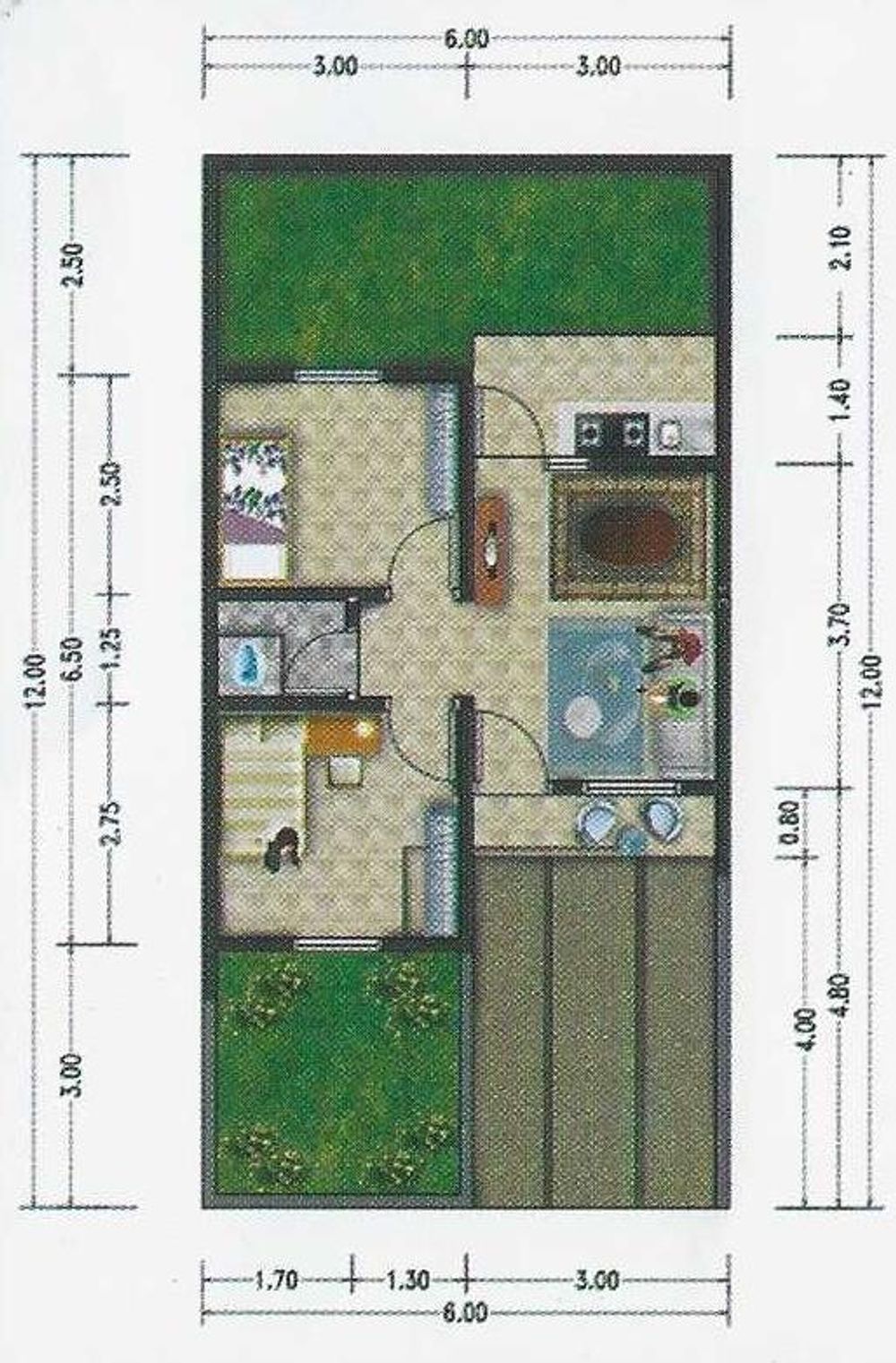 foto denah rumah tipe 36/72 perumahan Alisa City Nagreg