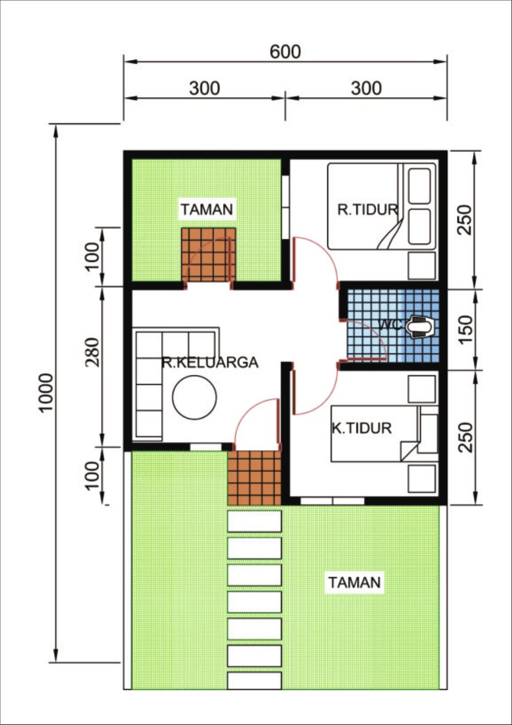 foto denah rumah tipe 29/60 perumahan Villa Sakura Cikarang 
