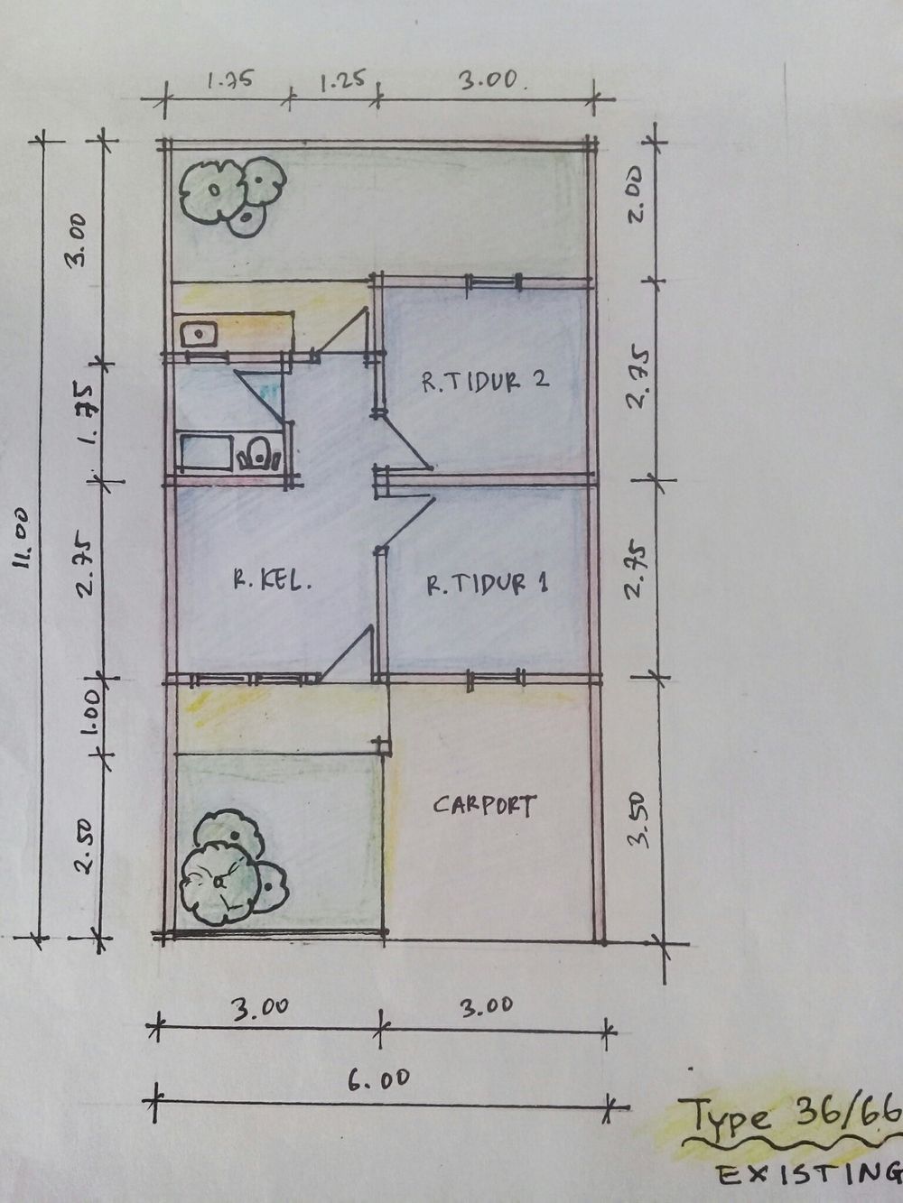 foto denah rumah tipe 36/66 perumahan Kalisalam Residence