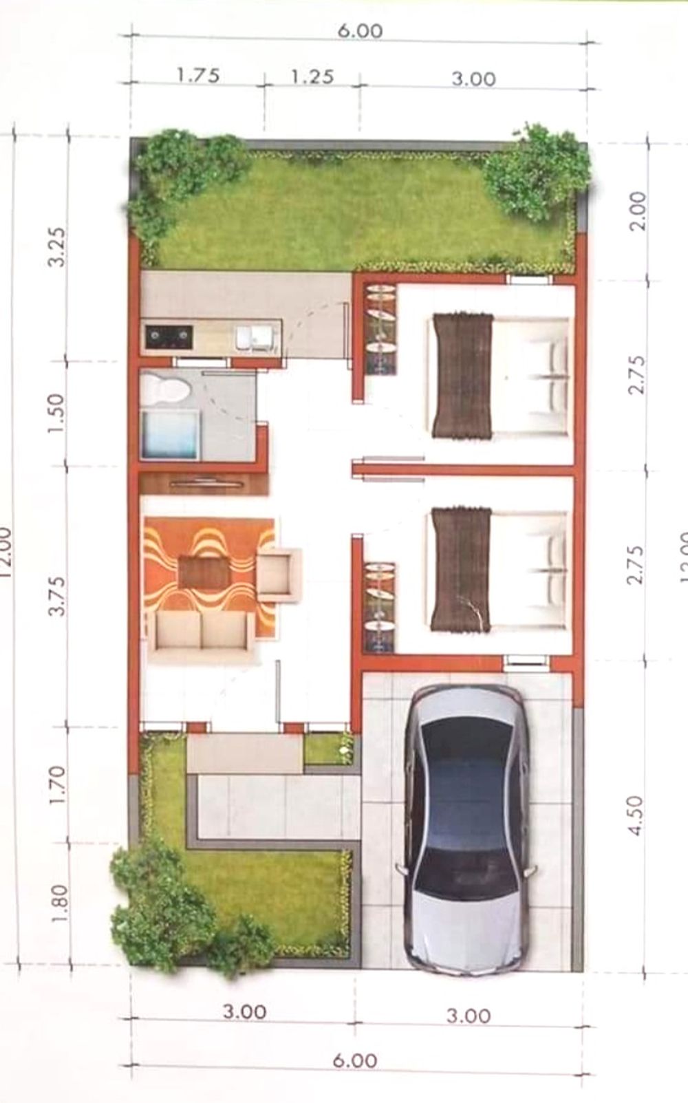 foto denah rumah tipe 36/72 perumahan TERA' BULAN RESIDENCE