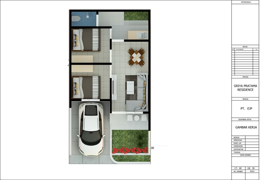 foto denah rumah tipe 36/60 perumahan Griya Pratama Residence