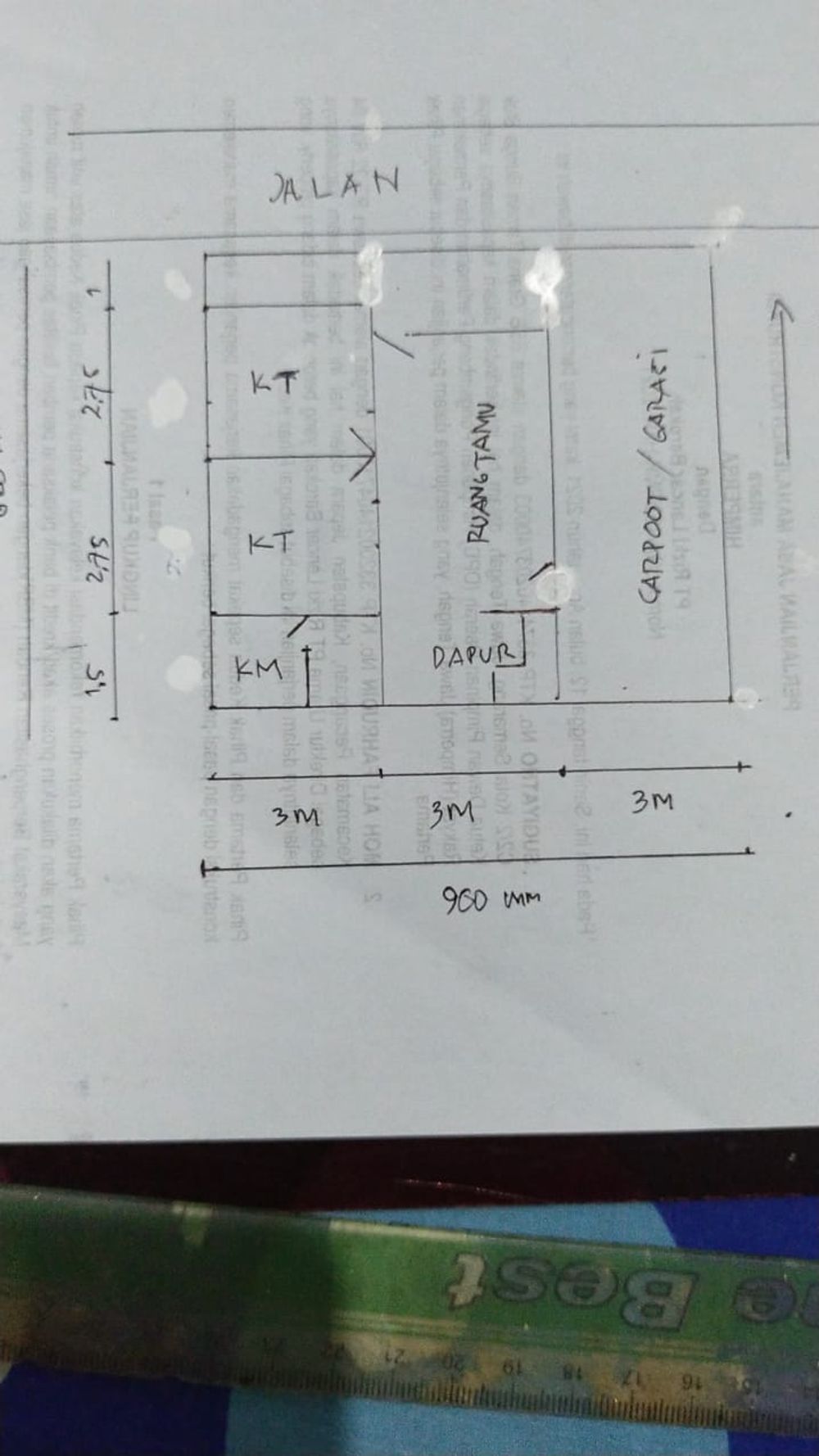 foto denah rumah tipe 36/72 perumahan PERUM GRIYA ALIZA