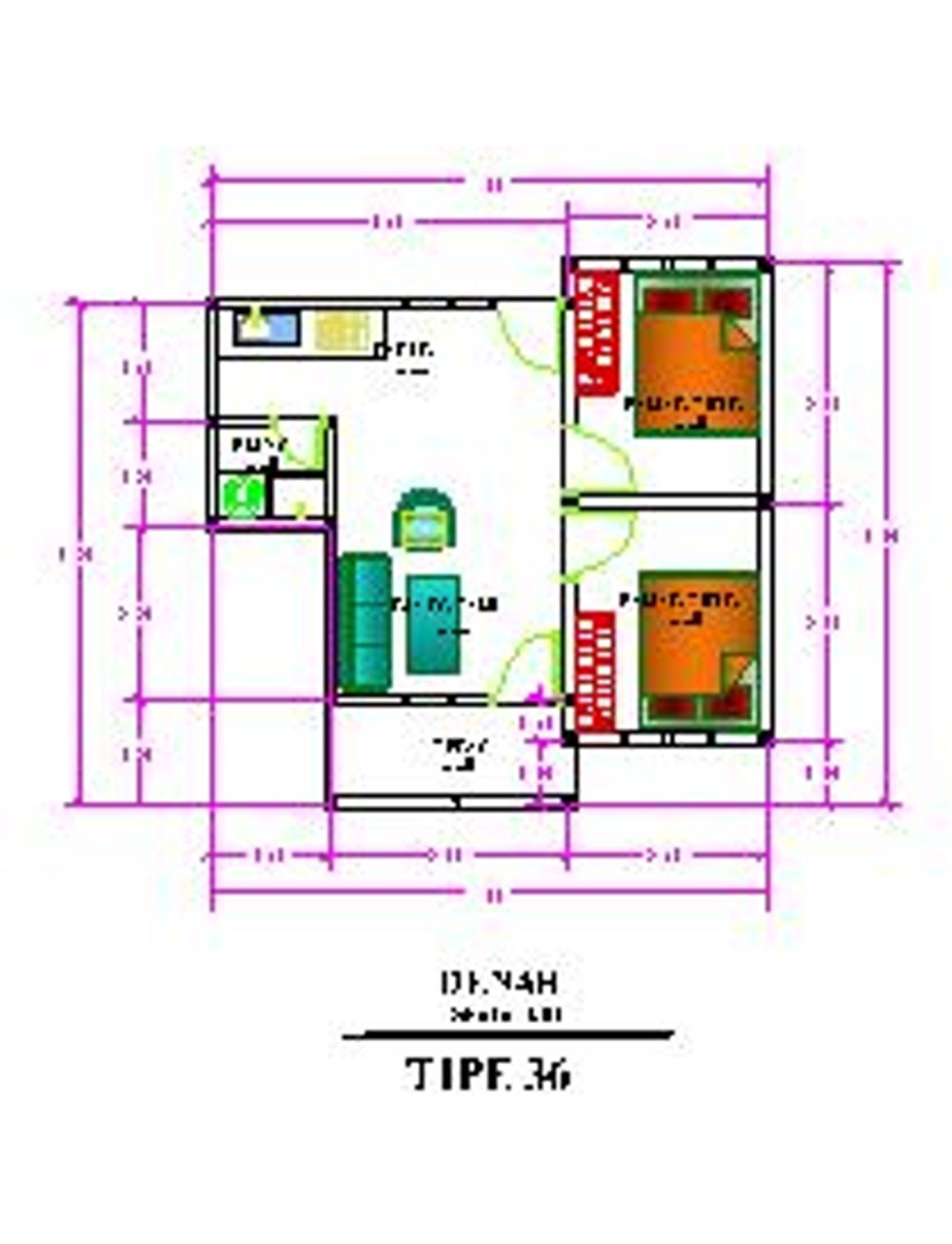foto denah rumah tipe 36 perumahan Luengbata Residence
