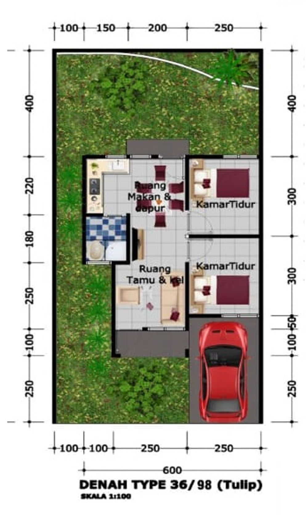 foto denah rumah tipe TULIP perumahan Elya Residence