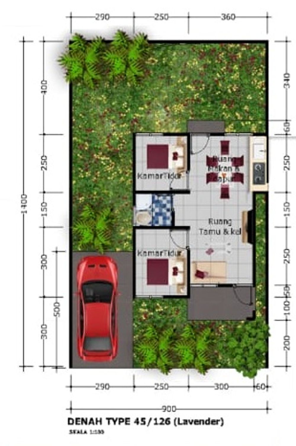 foto denah rumah tipe LAVENDER perumahan Elya Residence