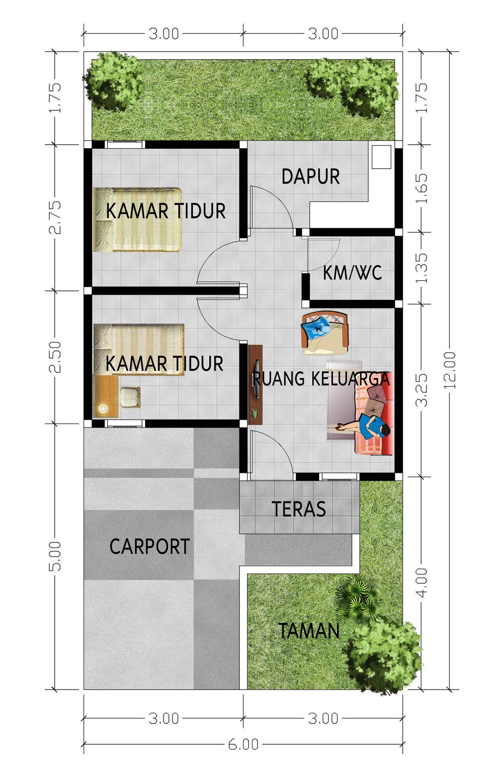 foto denah rumah tipe 36 perumahan BORO ASRI