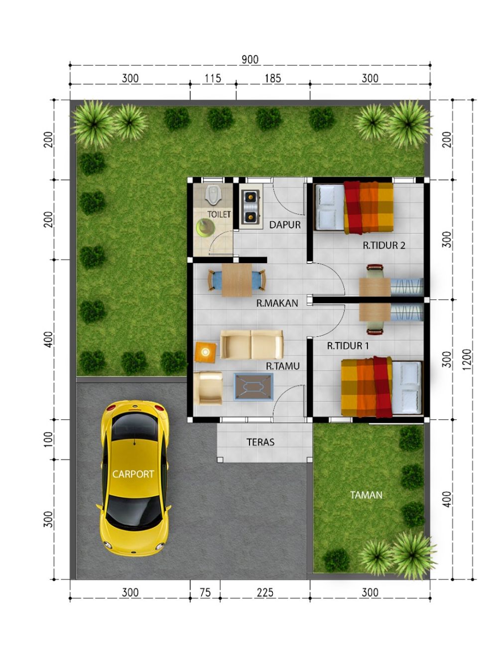 foto denah rumah tipe 36/108 perumahan PERMATA PERMAI RESIDENCE