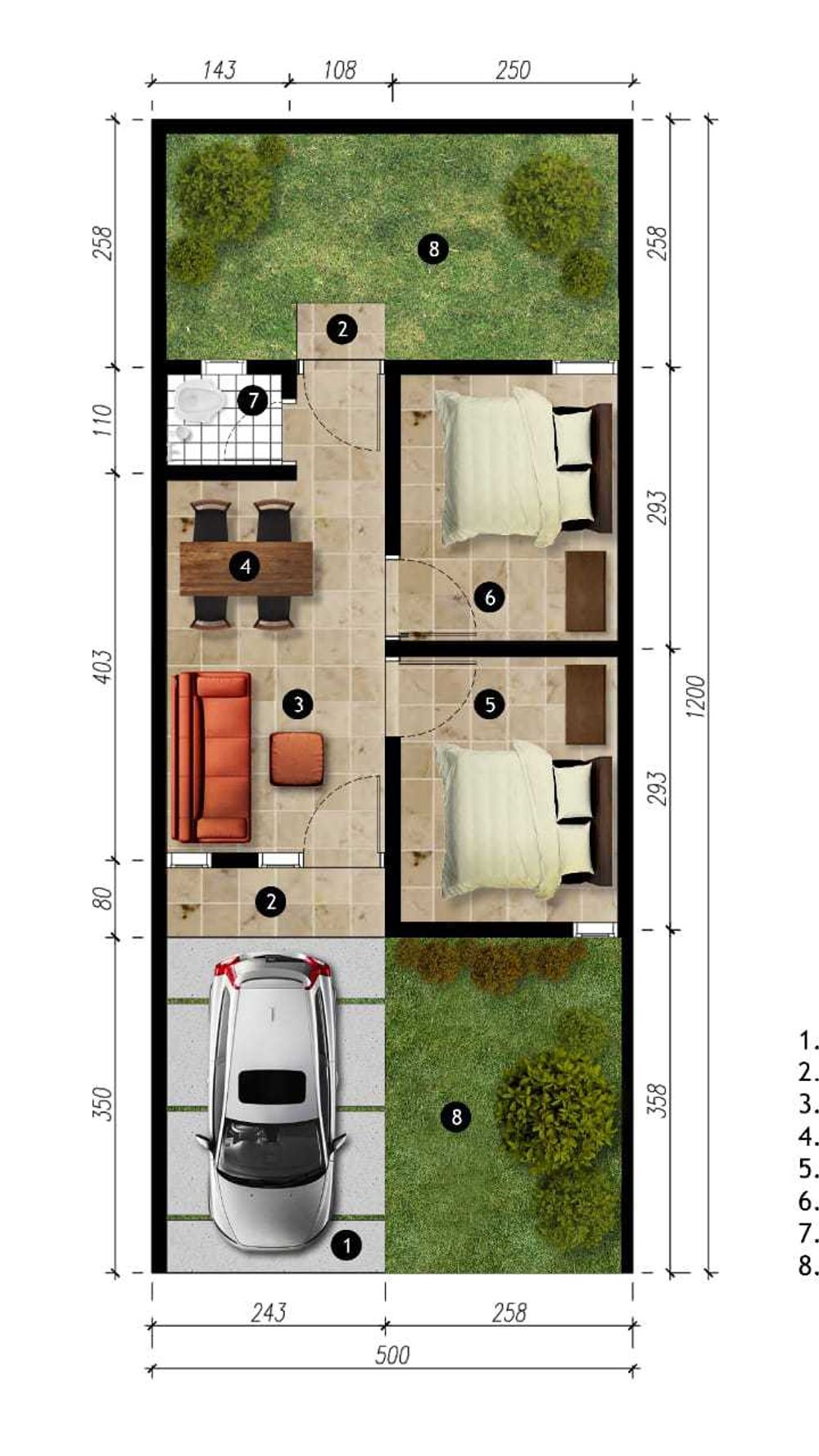 foto denah rumah tipe 30/60 perumahan RIVER SIDE GARDEN