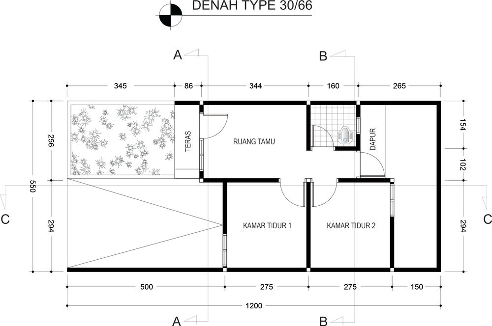 foto denah rumah tipe 30/66 perumahan CLUSTER PERMATA