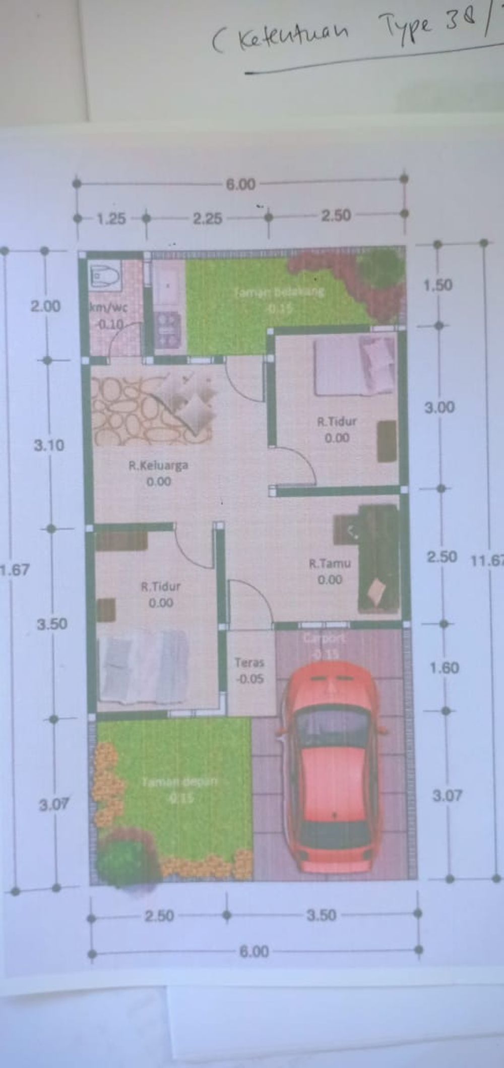 foto denah rumah tipe 36/70 perumahan Griyo Afa Pesona
