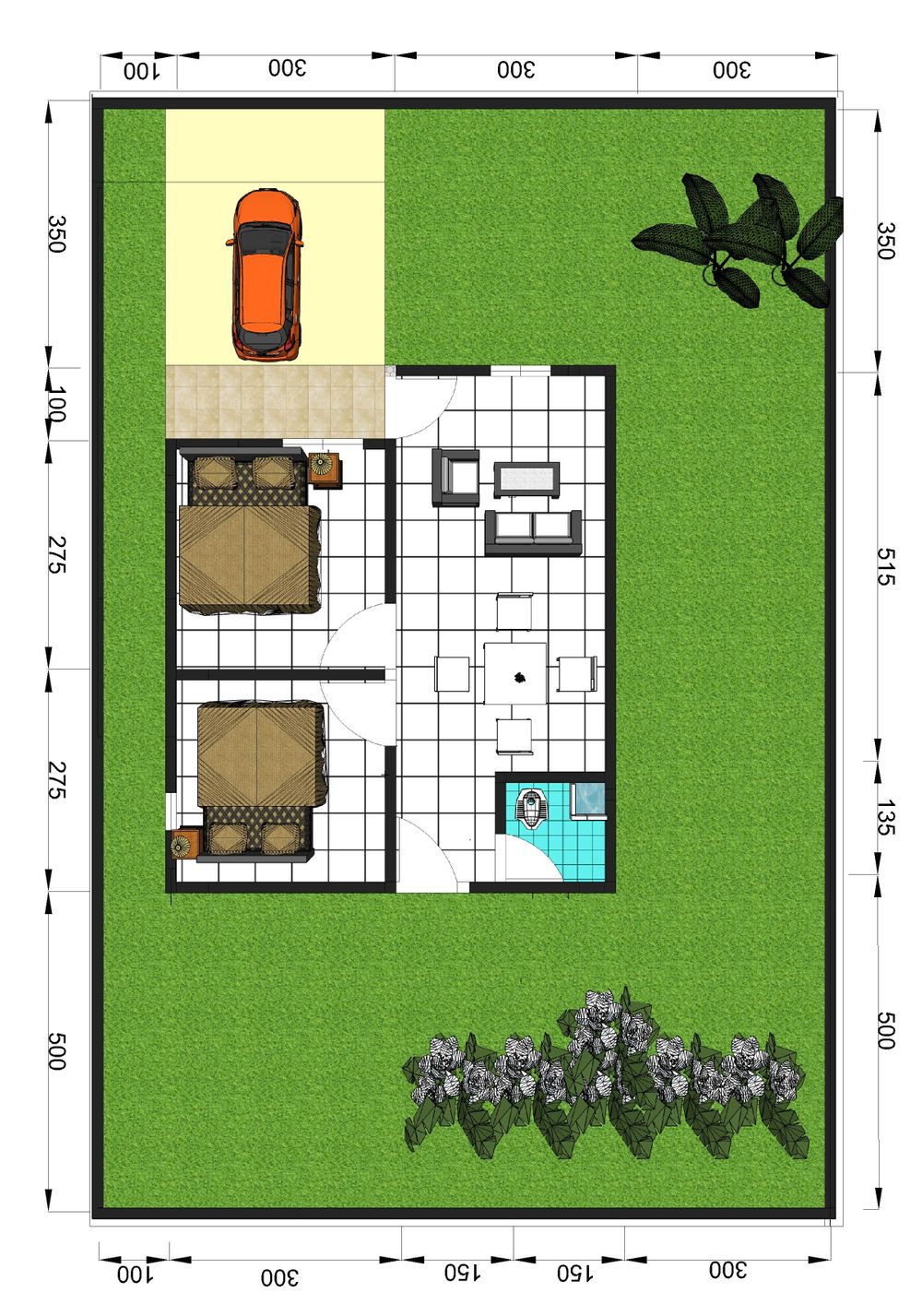 foto denah rumah tipe 36 perumahan Green View Residence 1