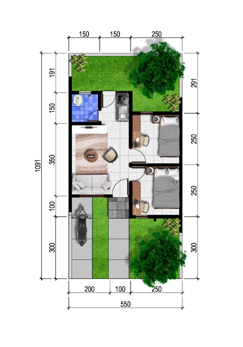 foto denah rumah tipe 27 perumahan Griya Amanah Kwarasan 1