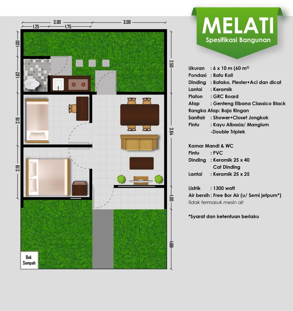 foto denah rumah tipe MELATI perumahan SURYA JAYA INDAH
