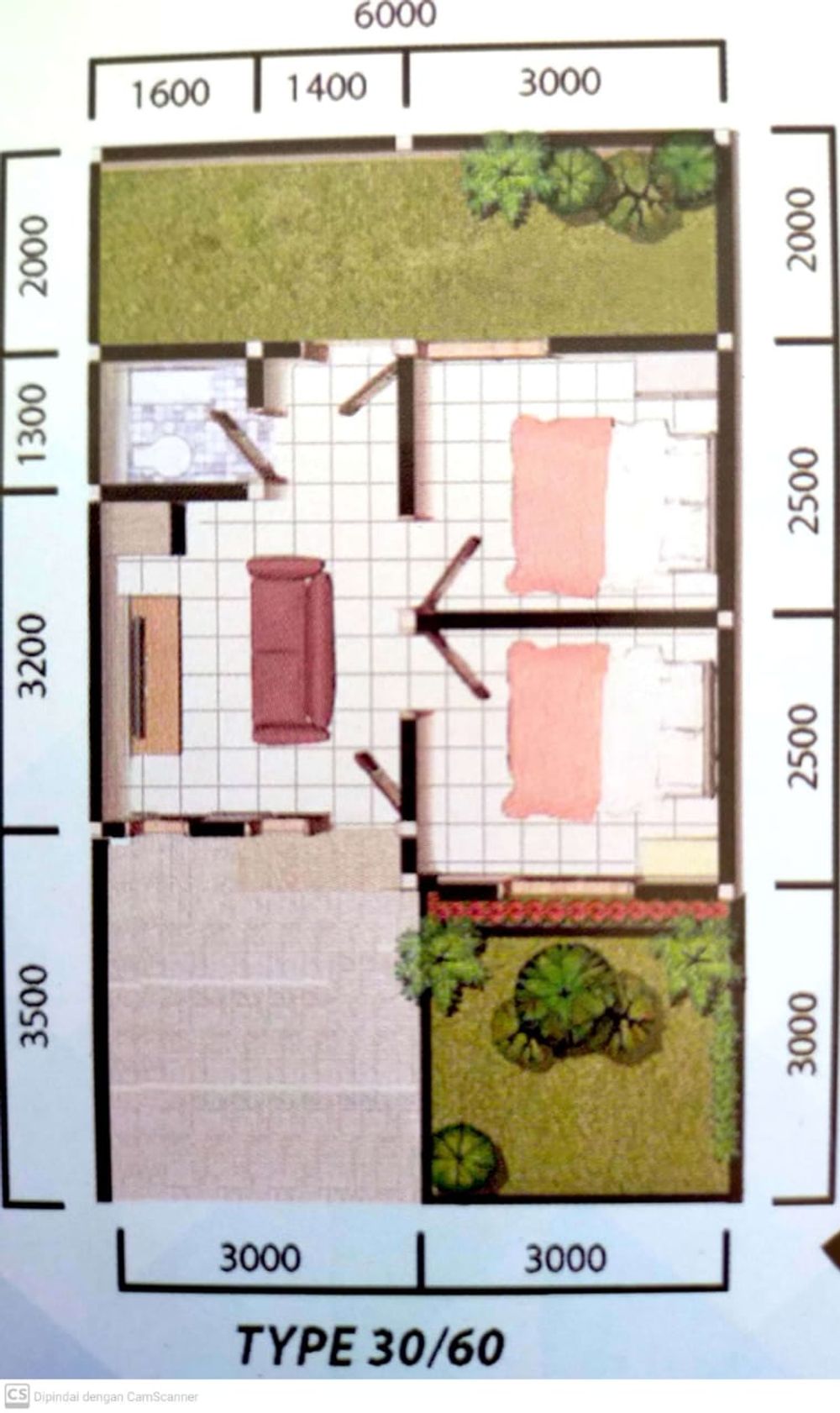 foto denah rumah tipe 30/60 perumahan CITAMAN INDAH