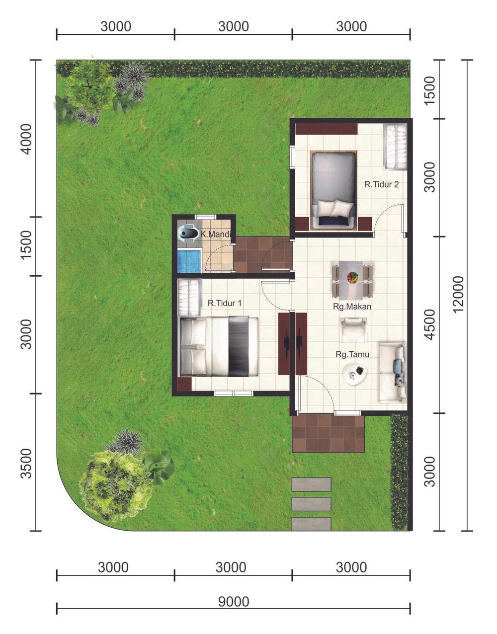 foto denah rumah tipe Hook Boulevard 108 perumahan PERUMAHAN PONDOK PALMA