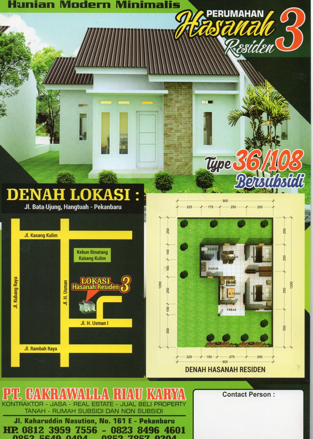 foto denah rumah tipe 36 perumahan HASANAH RESIDENCE 3